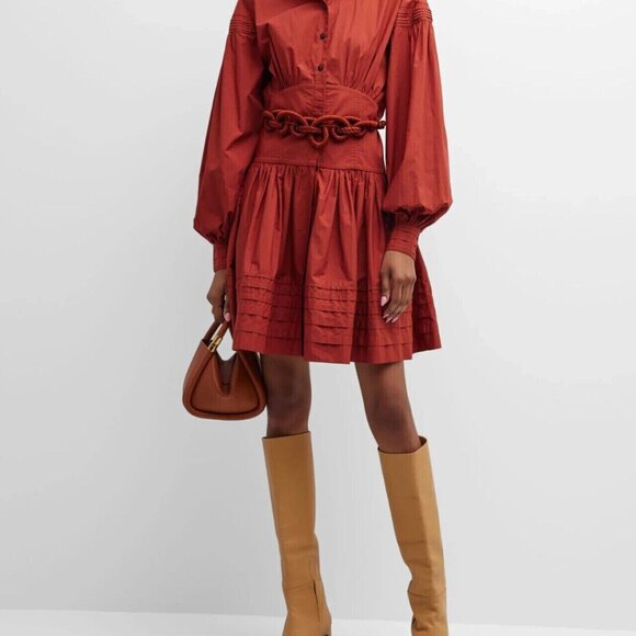 268344 Merlette Buttondown Taylor Blouson-Sleeve Poplin Mini Shirt Dress XS-2 - Picture 4 of 9